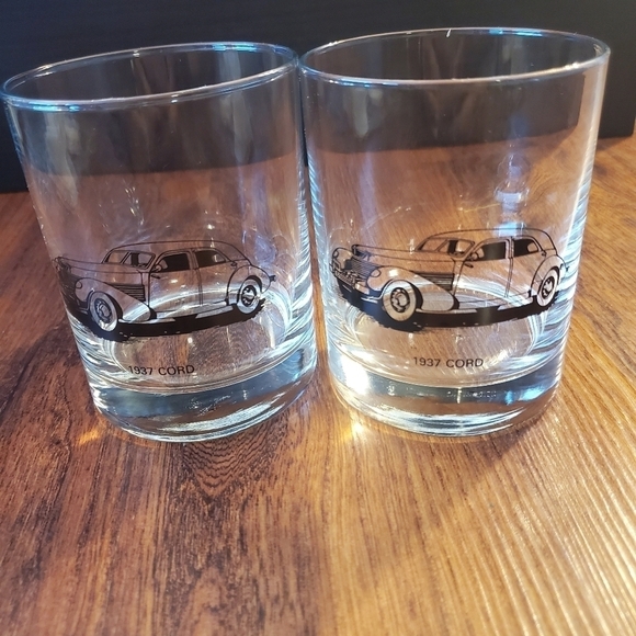 Antique Car Clear Glass Cups Set Of 5, Cord& Lincoln Continental 4"H×3"D - Picture 14 of 14